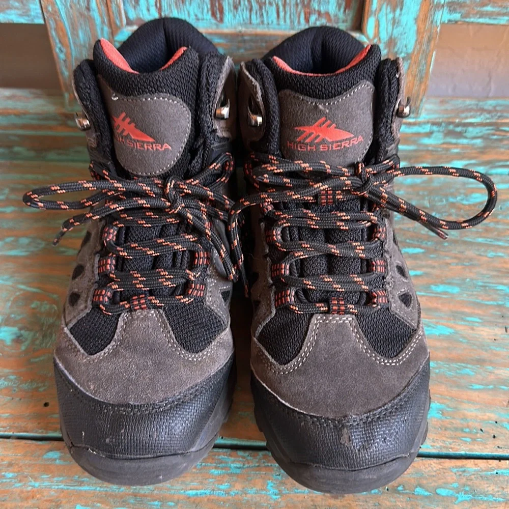 High Sierra Hiking Boots Kids Gray Orange Black Size 2 Model 34315